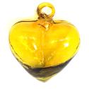 Juego de 6 corazones amarillo grandes de vidrio soplado